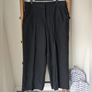 LOFT Women's Black Linen Wide Leg Trousers - Size 12